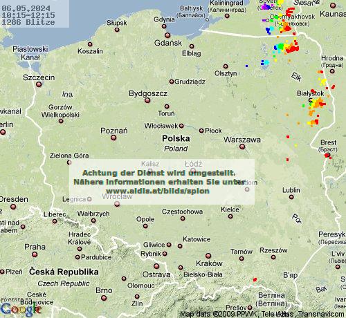 Lightning Poland 10:15 UTC Mon 06 May